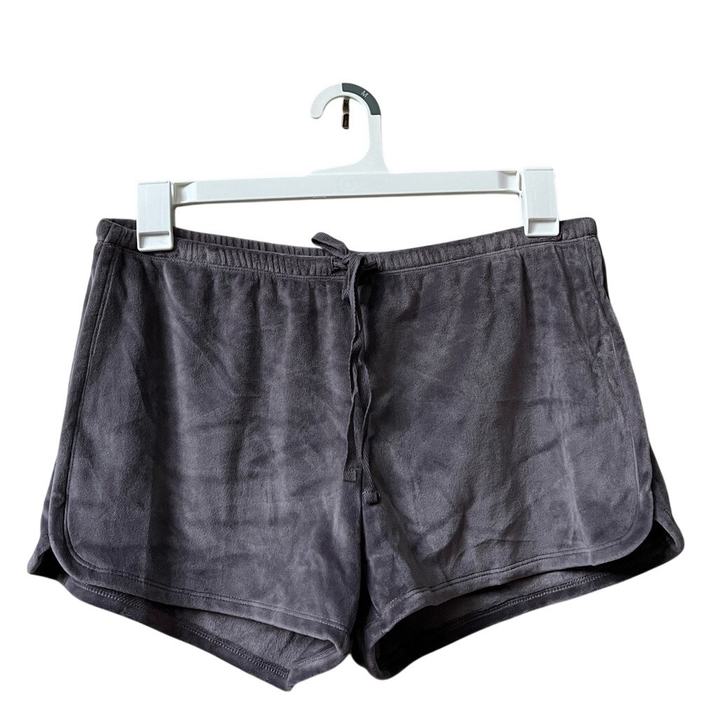 Jingles & Joy Loungewear Pajama Velour Shorts Womens Medium Gray Drawstring